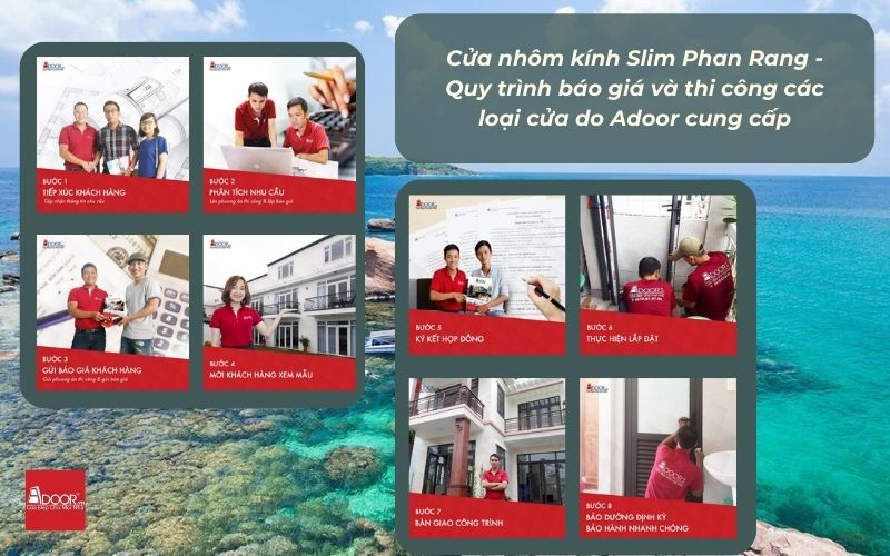 Cửa nhôm kính Slim Phan Rang - Quy trình báo giá và thi công các loại cửa do Adoor cung cấp