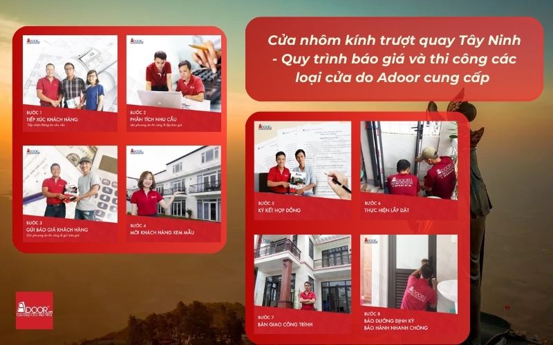 Cửa nhôm kính trượt quay Tây Ninh - Quy trình báo giá và thi công các loại cửa do Adoor cung cấp 