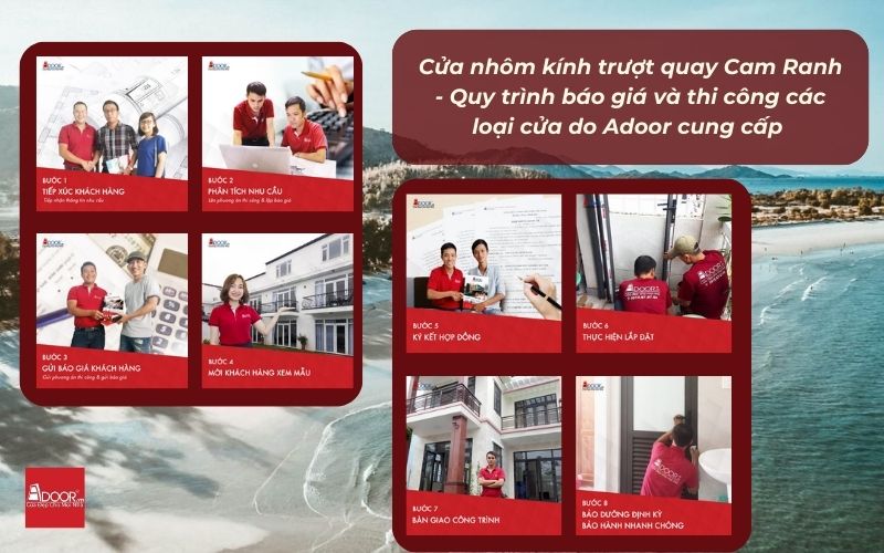 Cửa nhôm kính trượt quay Cam Ranh - Quy trình báo giá và thi công các loại cửa do Adoor cung cấp 