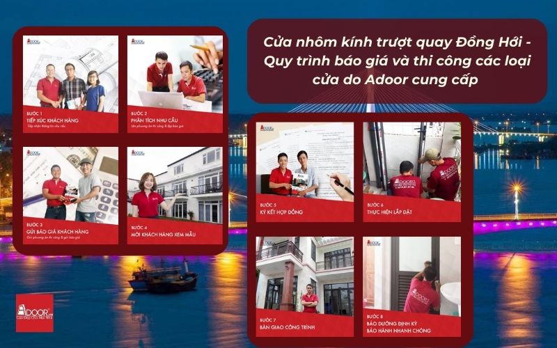 Cửa nhôm kính trượt quay Đồng Hới - Quy trình báo giá và thi công các loại cửa do Adoor cung cấp 