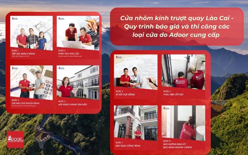 Cửa nhôm kính trượt quay Lào Cai - Quy trình báo giá và thi công các loại cửa do Adoor cung cấp 