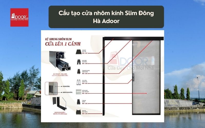 Cấu tạo cửa nhôm kính Slim Đông Hà Adoor 02 Cấu tạo cửa nhôm kính Slim Đông Hà Adoor 02