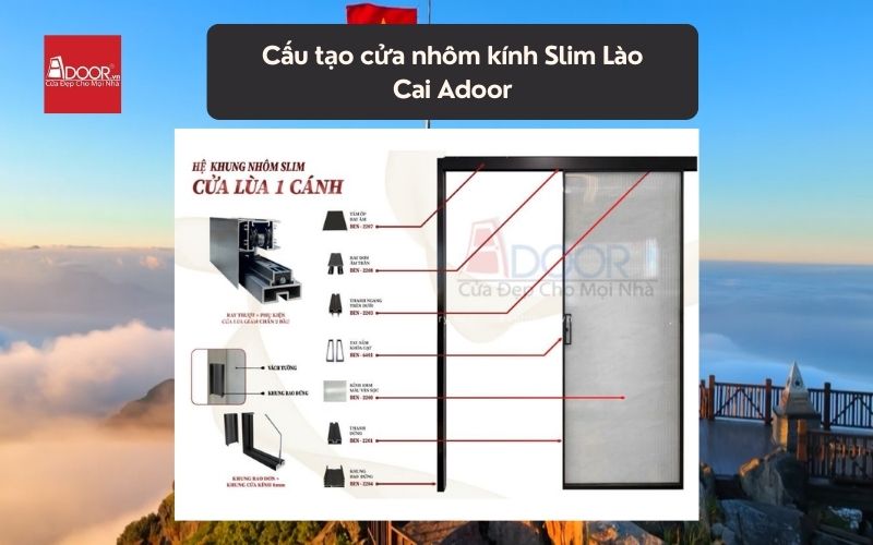 Cấu tạo cửa nhôm kính Slim Lào Cai Adoor 02