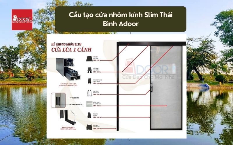 Cấu tạo cửa nhôm kính Slim Thái Bình Adoor 02 Cấu tạo cửa nhôm kính Slim Thái Bình Adoor 02