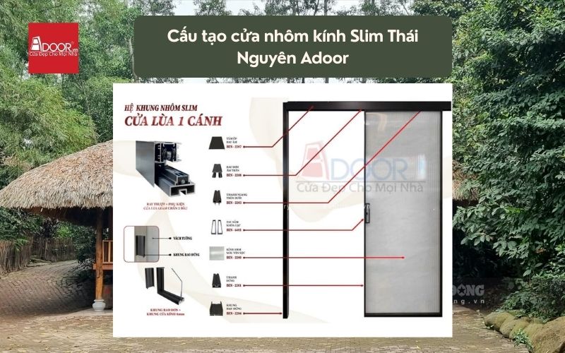 Cấu tạo cửa nhôm kính Slim Thái Nguyên Adoor 02