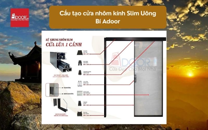 Cấu tạo cửa nhôm kính Slim Uông Bí Adoor 02 Cấu tạo cửa nhôm kính Slim Uông Bí Adoor 02