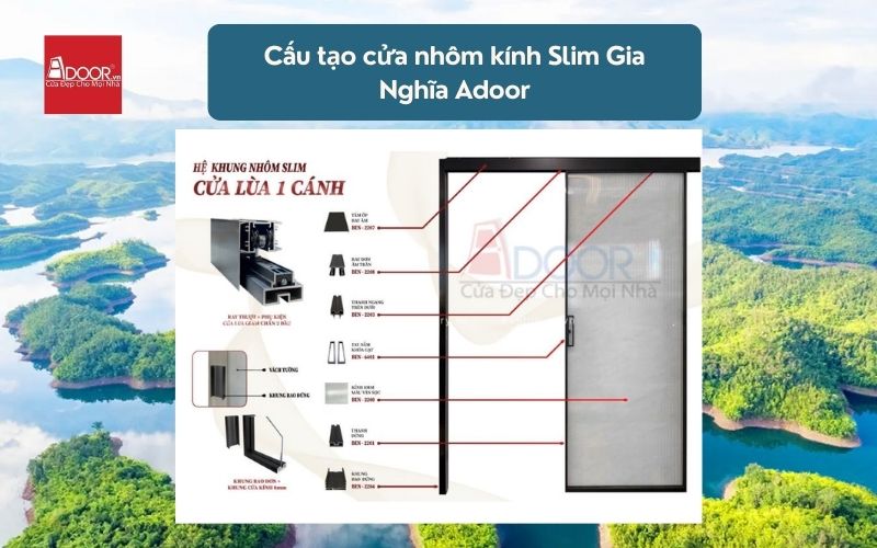 Cấu tạo cửa nhôm kính Slim Gia Nghĩa Adoor 02 Cấu tạo cửa nhôm kính Slim Gia Nghĩa Adoor 02