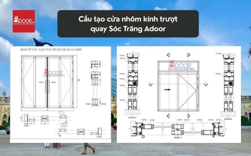 Cấu tạo cửa nhôm kính trượt quay Sóc Trăng Adoor 02