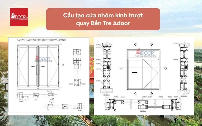 Cấu tạo cửa nhôm kính trượt quay Bến Tre Adoor 02
