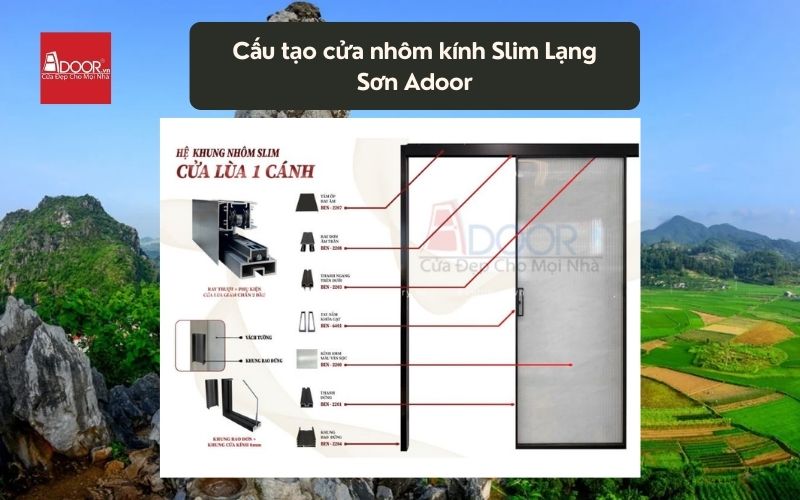 Cấu tạo cửa nhôm kính Slim Lạng Sơn Adoor 02