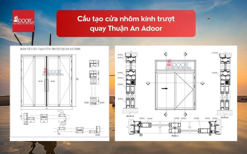 Cấu tạo cửa nhôm kính trượt quay Thuận An Adoor 02
