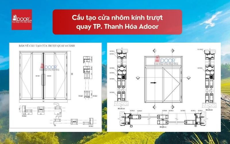 Cấu tạo cửa nhôm kính trượt quay TP. Thanh Hóa Adoor 02