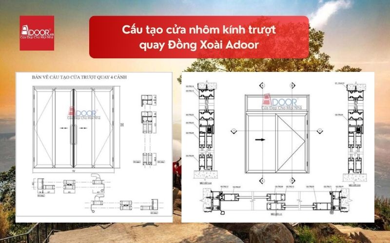 Cấu tạo cửa nhôm kính trượt quay Đồng Xoài Adoor 02
