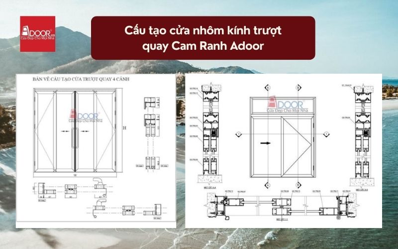 Cấu tạo cửa nhôm kính trượt quay Cam Ranh Adoor 02