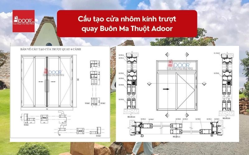 Cấu tạo cửa nhôm kính trượt quay Buôn Ma Thuột Adoor 02