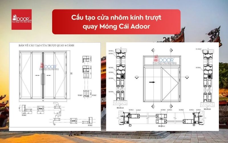 Cấu tạo cửa nhôm kính trượt quay Móng Cái Adoor 02