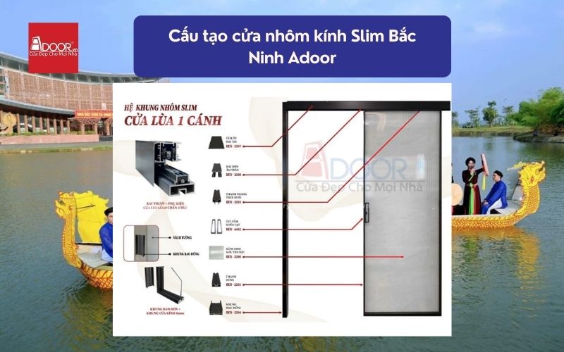 Cấu tạo cửa nhôm kính Slim Bắc Ninh Adoor 02