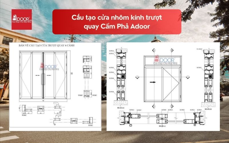 Cấu tạo cửa nhôm kính trượt quay Cẩm Phả Adoor 02