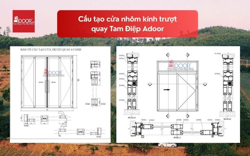 Cấu tạo cửa nhôm kính trượt quay Tam Điệp Adoor 02