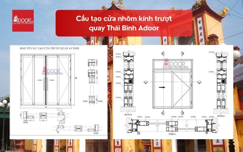 Cấu tạo cửa nhôm kính trượt quay Thái Bình Adoor 02