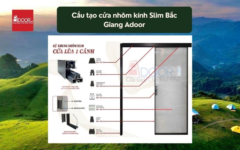 Cấu tạo cửa nhôm kính Slim Bắc Giang Adoor 02