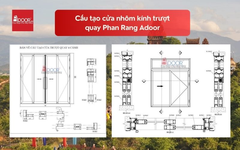 Cấu tạo cửa nhôm kính trượt quay Phan Rang Adoor 02