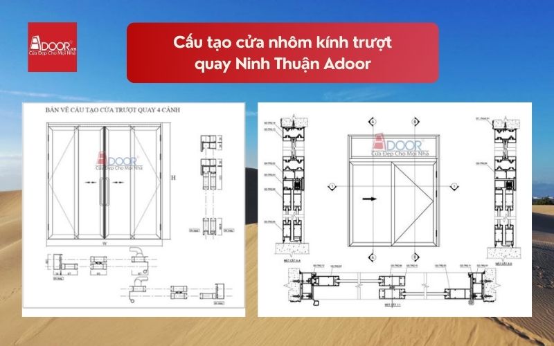 Cấu tạo cửa nhôm kính trượt quay Ninh Thuận Adoor 02