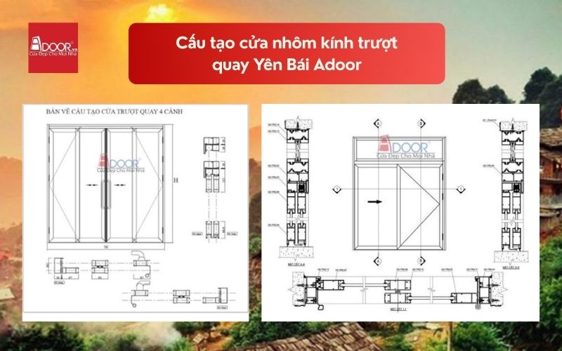 Cấu tạo cửa nhôm kính trượt quay Yên Bái Adoor 02