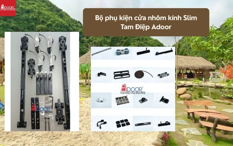 Bộ phụ kiện cửa nhôm kính Slim Tam Điệp Adoor 01