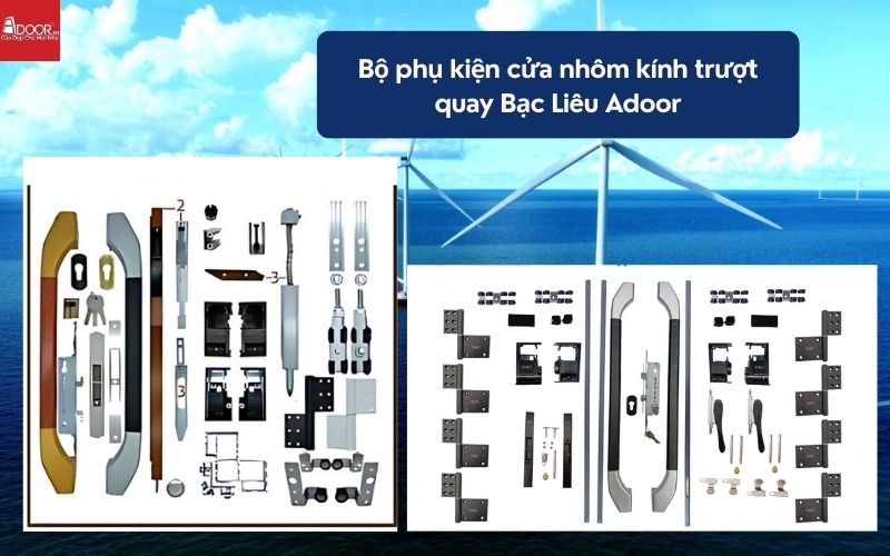 Bộ phụ kiện cửa nhôm kính trượt quay Bạc Liêu Adoor 01