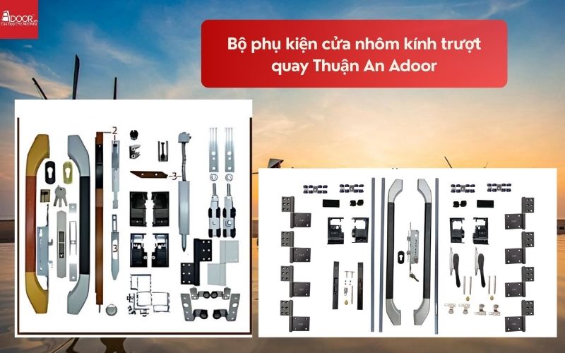 Bộ phụ kiện cửa nhôm kính trượt quay Thuận An Adoor 01