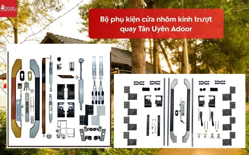 Bộ phụ kiện cửa nhôm kính trượt quay Tân Uyên Adoor 01 Bộ phụ kiện cửa nhôm kính trượt quay Tân Uyên Adoor 01