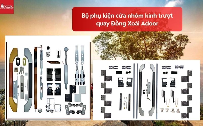 Bộ phụ kiện cửa nhôm kính trượt quay Đồng Xoài Adoor 01