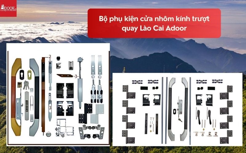 Bộ phụ kiện cửa nhôm kính trượt quay Lào Cai Adoor 01