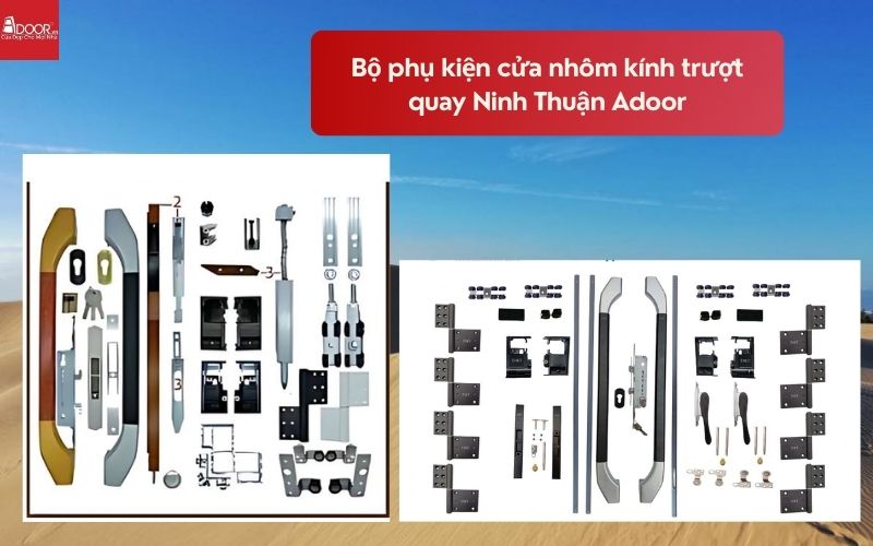 Bộ phụ kiện cửa nhôm kính trượt quay Ninh Thuận Adoor 01