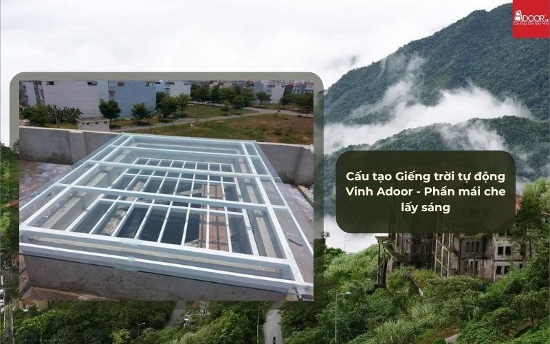 Cấu tạo Giếng trời tự động Vinh Adoor - Phần mái che lấy sáng