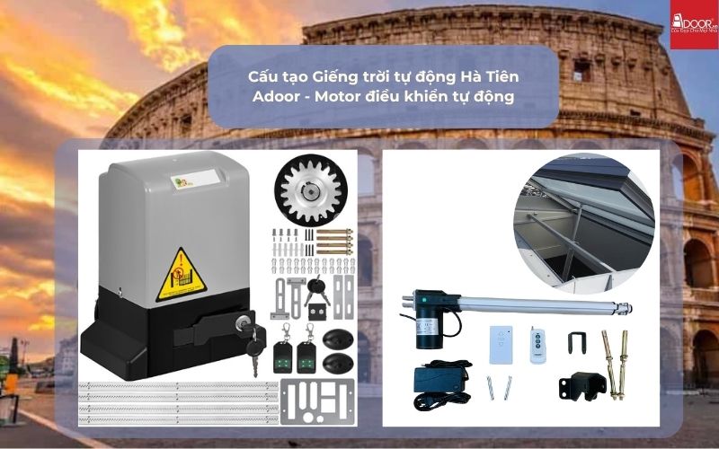 Cấu tạo Giếng trời tự động Hà Tiên Adoor - Motor điều khiển tự động
