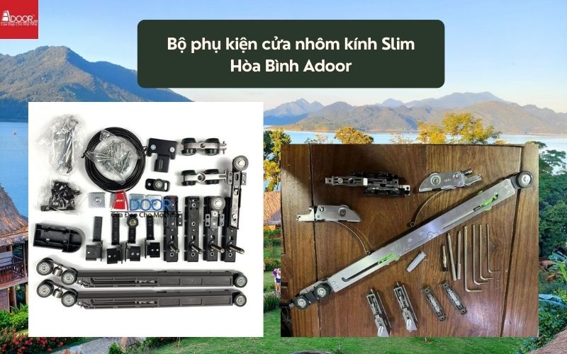 Bộ phụ kiện cửa nhôm kính Slim Hòa Bình Adoor 02
