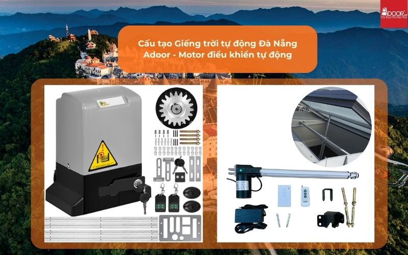 Cấu tạo Giếng trời tự động Đà Nẵng Adoor - Motor điều khiển tự động