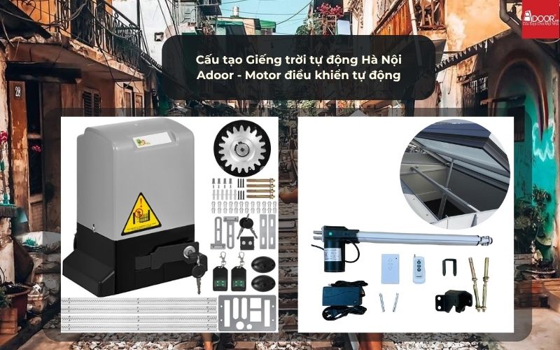 Cấu tạo Giếng trời tự động Hà Nội Adoor - Motor điều khiển tự động