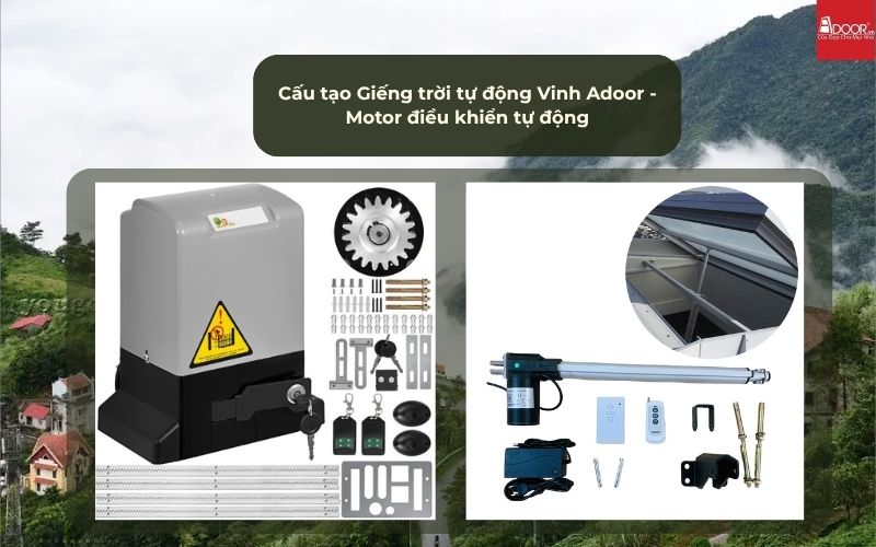 Cấu tạo Giếng trời tự động Vinh Adoor - Motor điều khiển tự động
