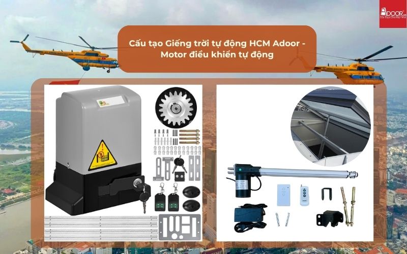Cấu tạo Giếng trời tự động HCM Adoor - Motor điều khiển tự động