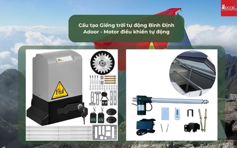 Cấu tạo Giếng trời tự động Bình Định Adoor - Motor điều khiển tự động