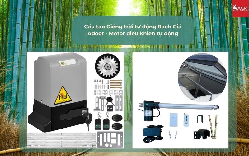Cấu tạo Giếng trời tự động Rạch Giá Adoor - Motor điều khiển tự động