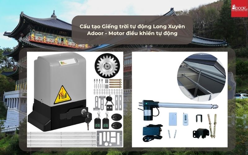 Cấu tạo Giếng trời tự động Long Xuyên Adoor - Motor điều khiển tự động