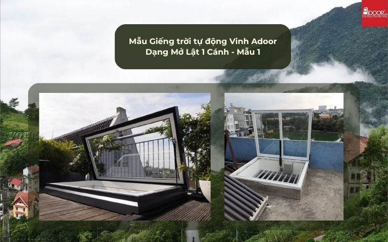 Mẫu Giếng trời tự động Vinh Adoor Dạng Mở Lật 1 Cánh - Mẫu 1