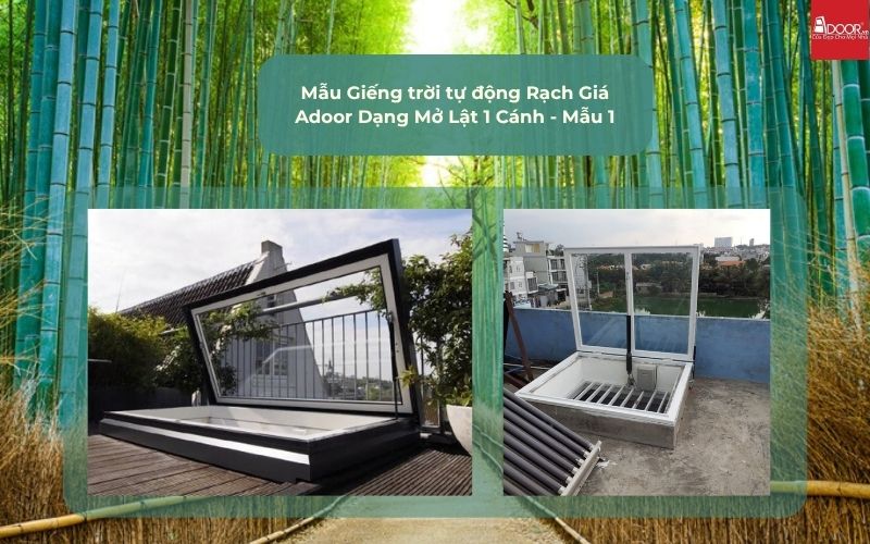 Mẫu Giếng trời tự động Rạch Giá Adoor Dạng Mở Lật 1 Cánh - Mẫu 1