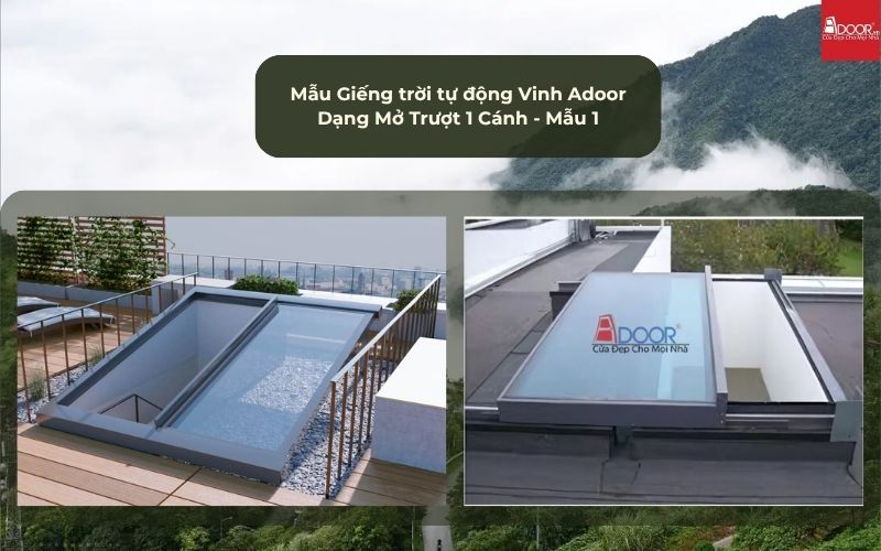 Mẫu Giếng trời tự động Vinh Adoor Dạng Mở Trượt 1 Cánh - Mẫu 1