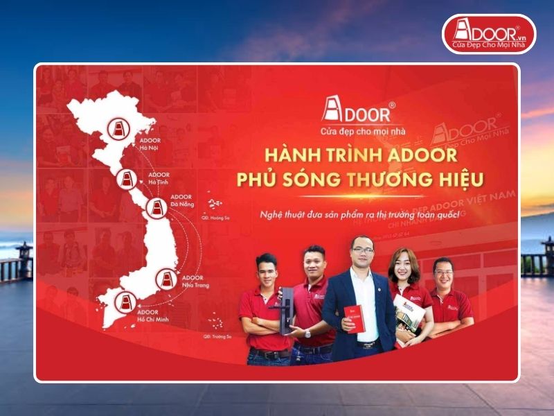 Chi nhánh Adoor phủ rộng toàn quốc phục vụ khách hàng Cửa Nhôm Kính Thủy Lực tại Bảo Lộc