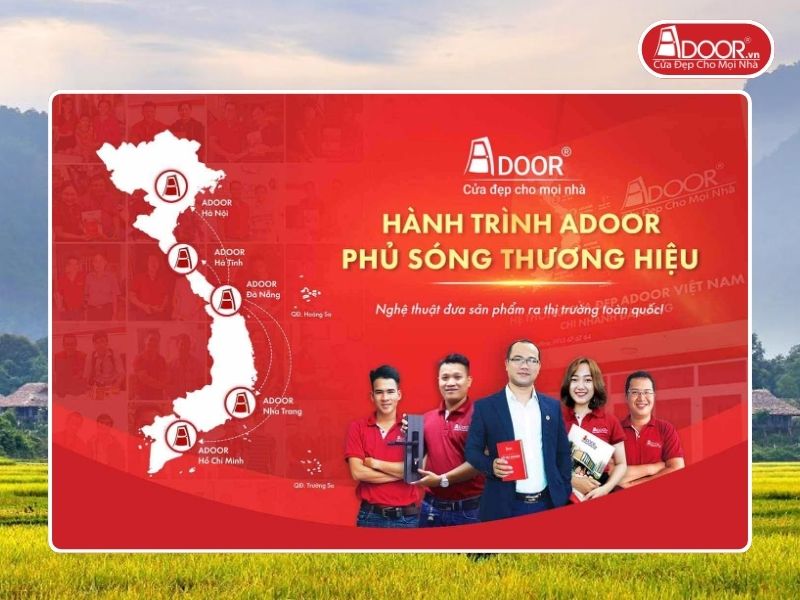 Chi nhánh Adoor phủ rộng toàn quốc phục vụ khách hàng Cửa Nhôm Kính Thủy Lực tại Hòa Bình